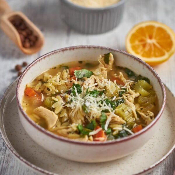 Slow Cooker Lemon Chicken Orzo Soup