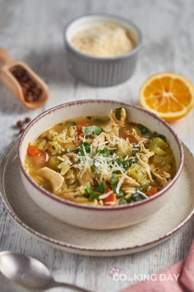 Slow Cooker Lemon Chicken Orzo Soup