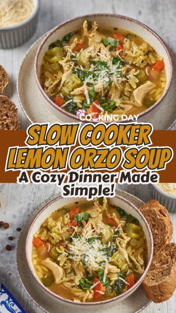 Slow Cooker Lemon Orzo Soup – A Cozy Dinner Made Simple!