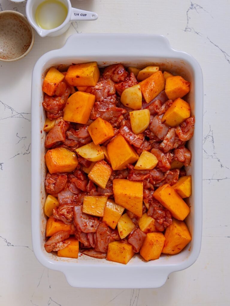 Assemble for Baking - Spicy Pumpkin Chicken Casserole