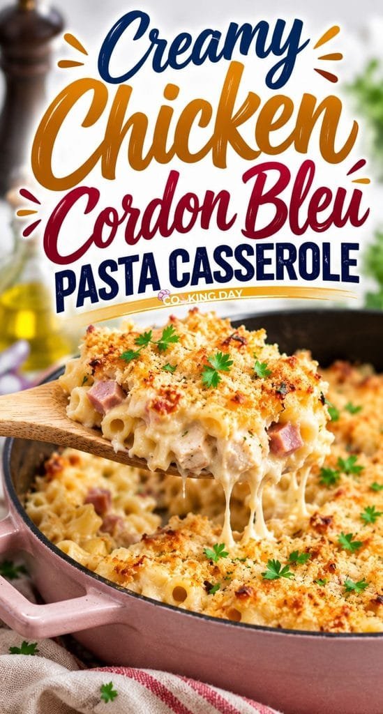 Creamy Chicken Cordon Bleu Pasta Casserole