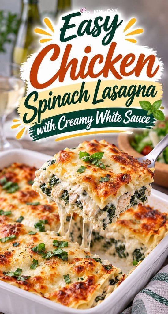 Easy Chicken Spinach Lasagna with Creamy White Sauce