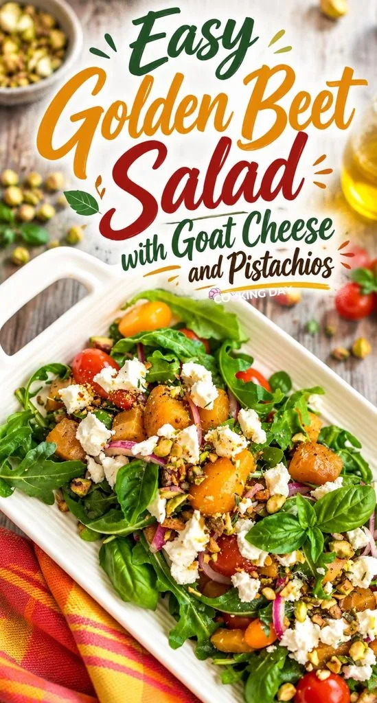 Easy Golden Beet Salad with Goat Cheese and Pistachios