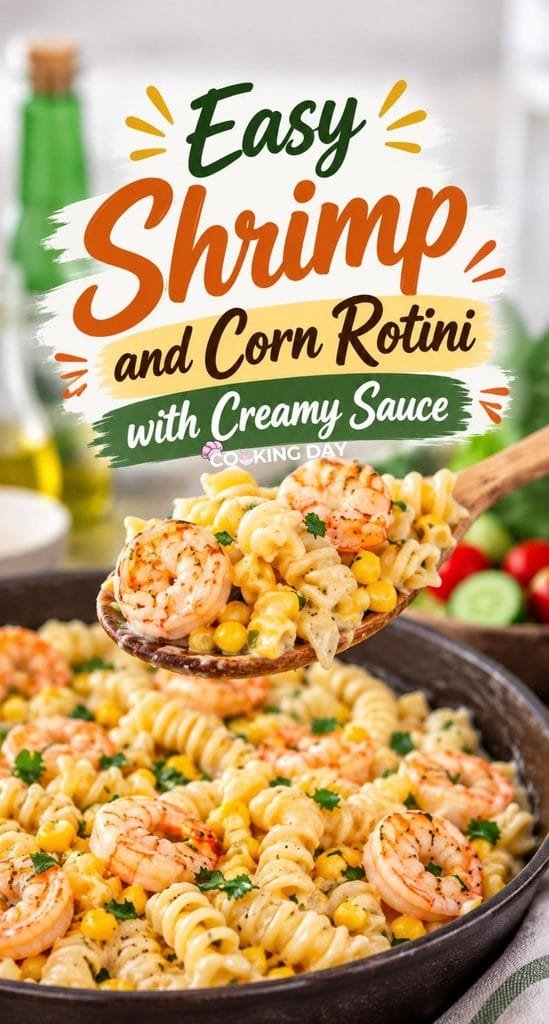 Easy Shrimp and Corn Rotini with Creamy Sauce