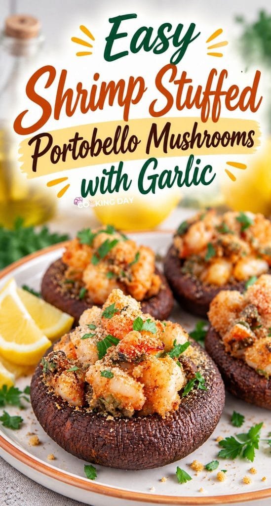 Easy Shrimp Stuffed Portobello Mushrooms with Garlic
