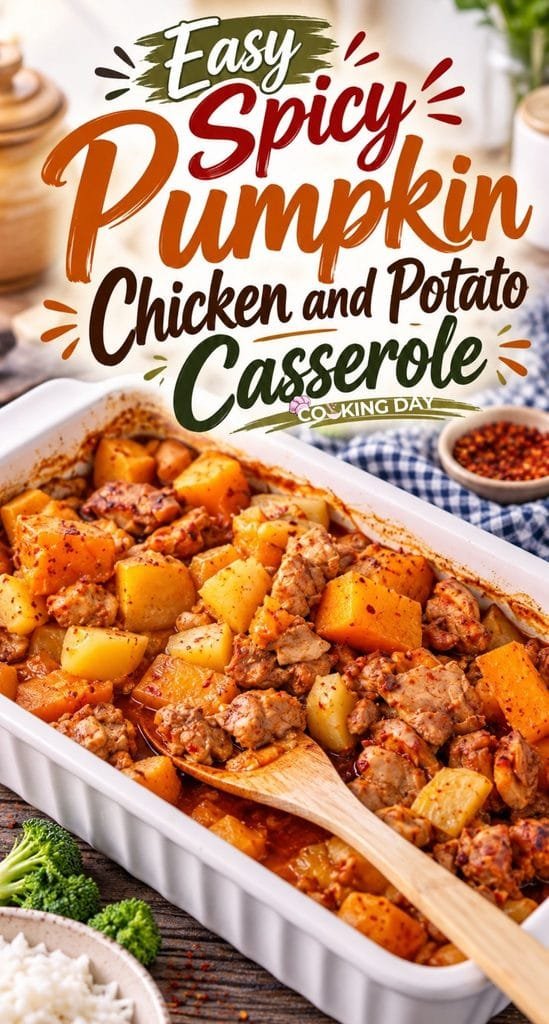 Easy Spicy Pumpkin Chicken and Potato Casserole