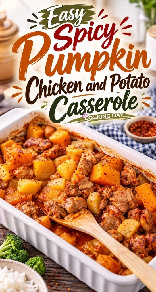 Easy Spicy Pumpkin Chicken and Potato Casserole
