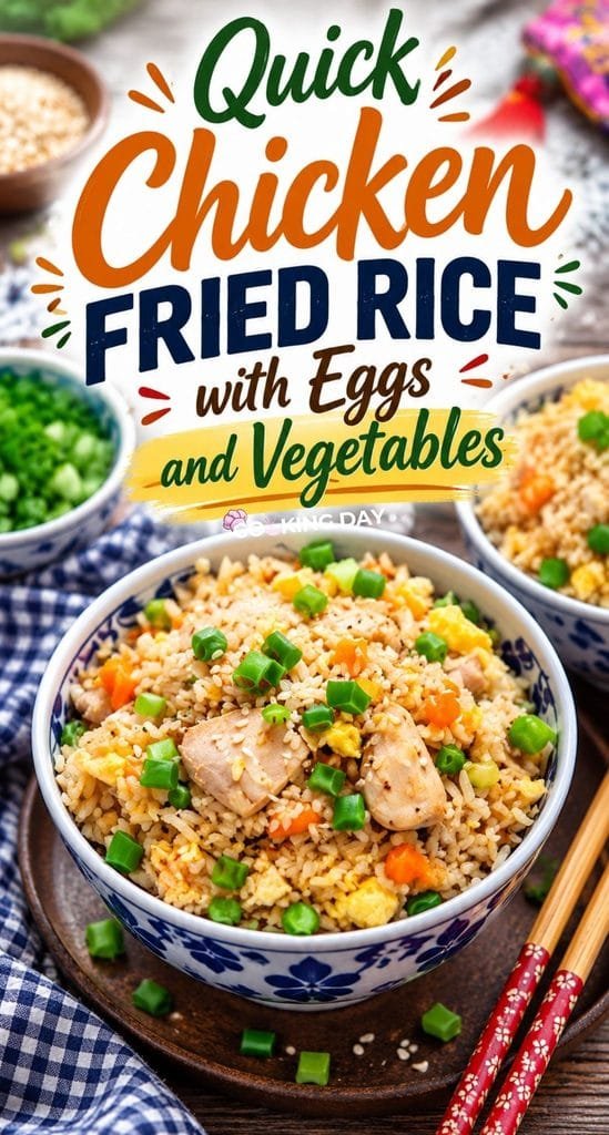 Quick Chicken Fried Rice with Eggs and Vegetables