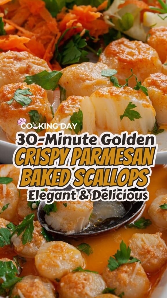 30-Minute Golden Crispy Parmesan Baked Scallops – Elegant & Delicious