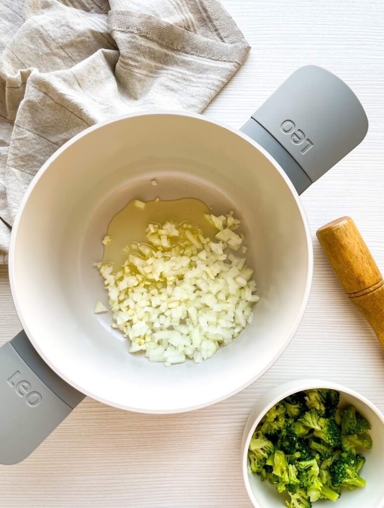 Sauté the Aromatics - Broccoli And Cheddar Quinoa Gratin