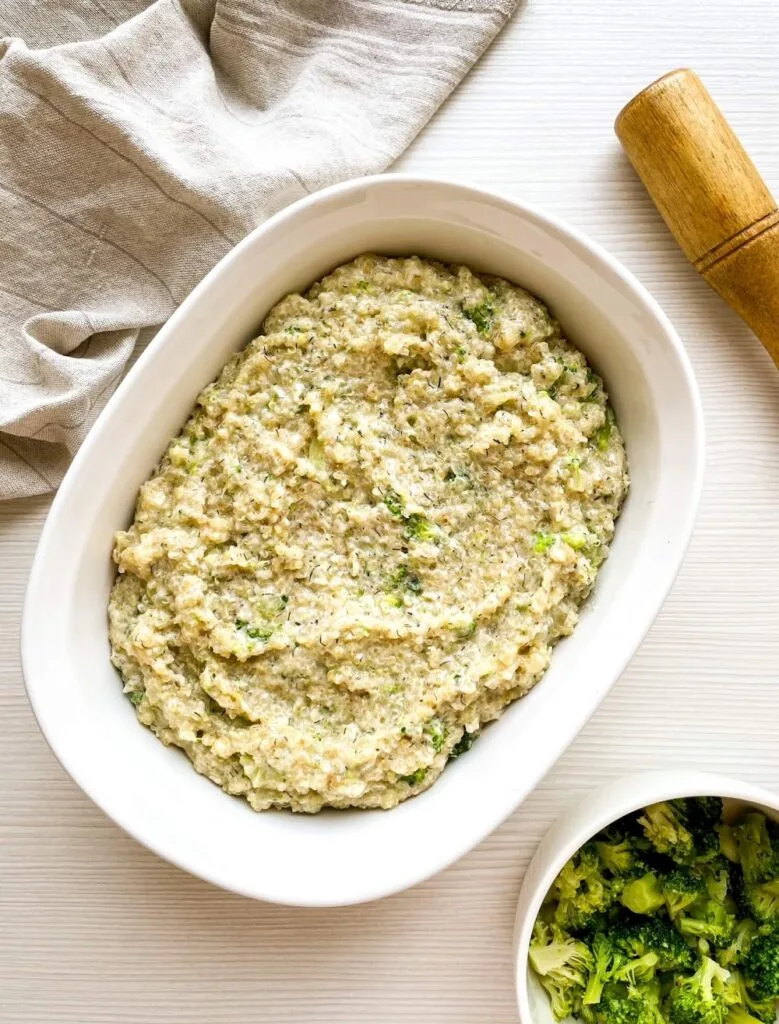 Assemble the Gratin - Broccoli And Cheddar Quinoa Gratin