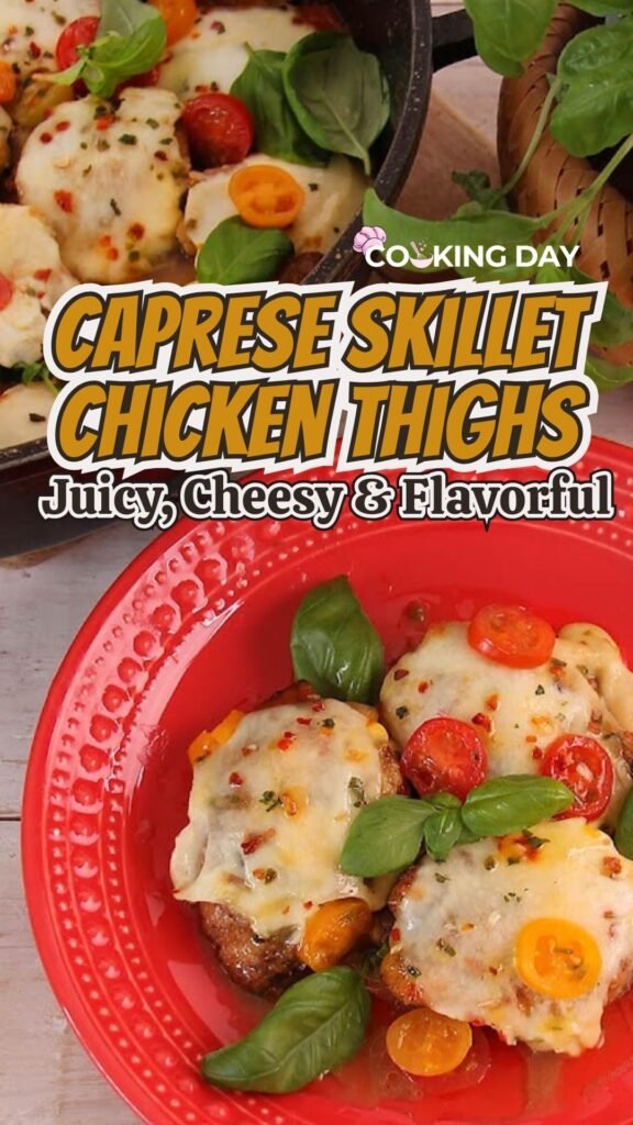 Caprese Skillet Chicken Thighs – Juicy, Cheesy & Flavorful