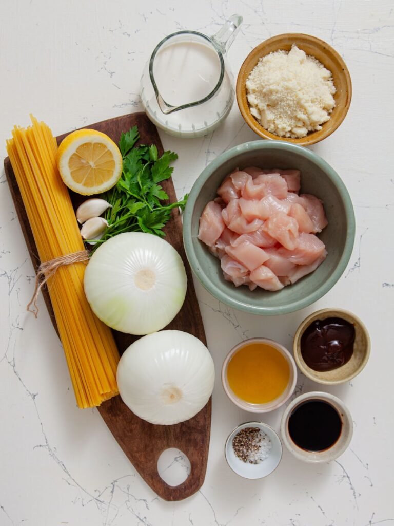 Recipe Ingredients -Caramelized Onion Chicken Linguine