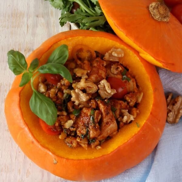 Chicken Walnut Stuffed Pumpkin A Rustic Autumn Centerpiece