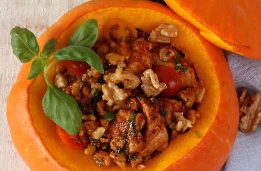 Chicken Walnut Stuffed Pumpkin A Rustic Autumn Centerpiece