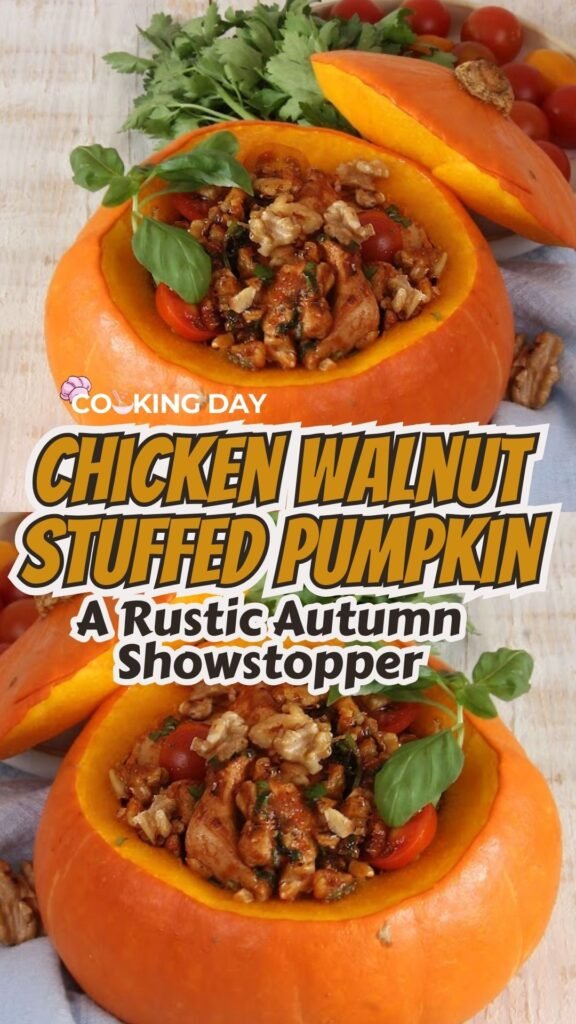 Chicken Walnut Stuffed Pumpkin – A Rustic Autumn Showstopper