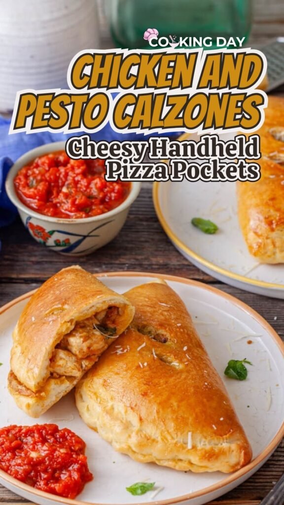 Chicken and Pesto Calzones – Cheesy Handheld Pizza Pockets