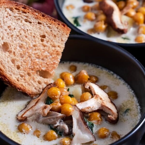 Creamy Hearty Winter Soup with Crispy Chickpeas