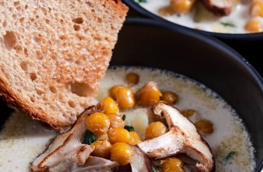 Creamy Hearty Winter Soup with Crispy Chickpeas