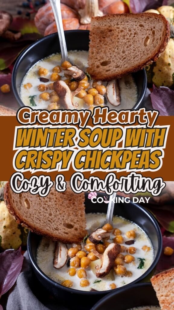 Creamy Hearty Winter Soup with Crispy Chickpeas – Cozy & Comforting
