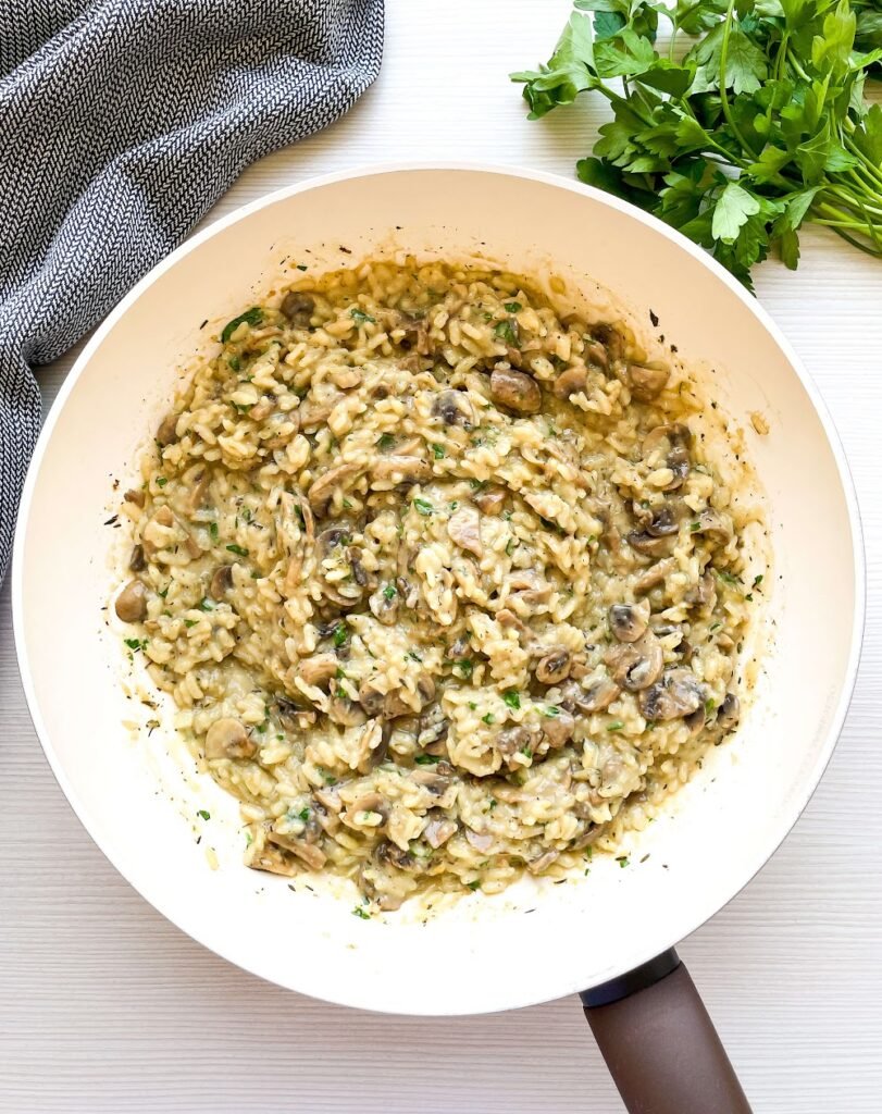 Finish with Creaminess -Heavenly Creamy One Pot Mushroom and Herb Rice