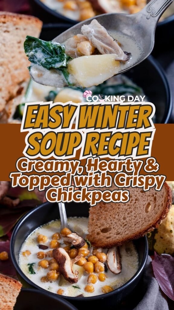 Easy Winter Soup Recipe – Creamy, Hearty & Topped with Crispy Chickpeas
