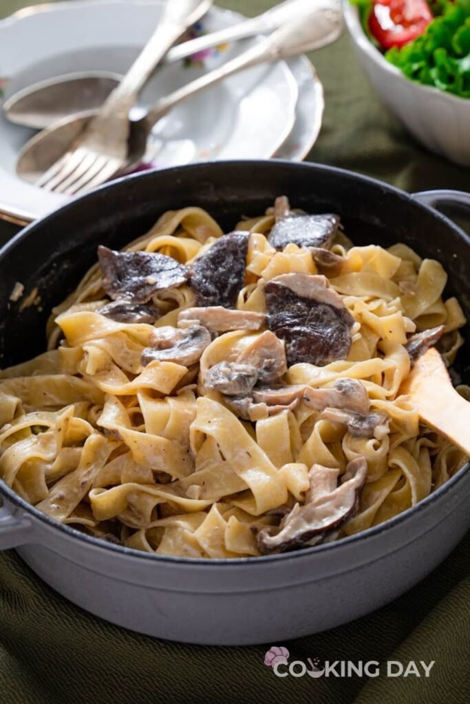 Quick & Easy Pappardelle with Creamy Mushroom Alfredo Sauce