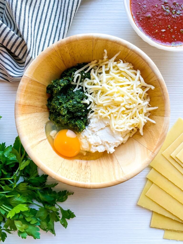 Make the Filling -Cheesy Spinach Ricotta Lasagna Roll Ups Recipe