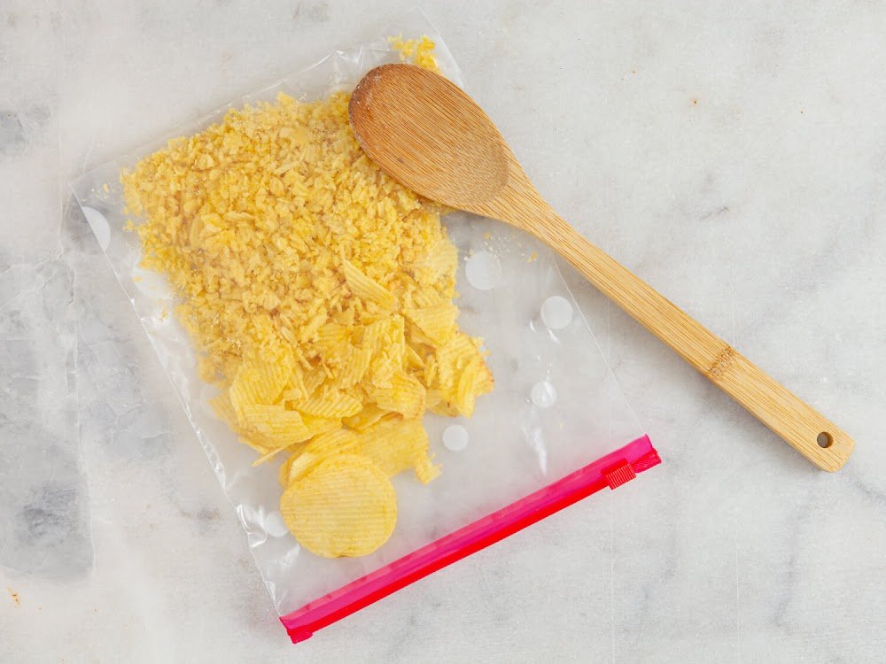 Prepare the Breading Station -Crispy Potato Crusted Chicken Tenders