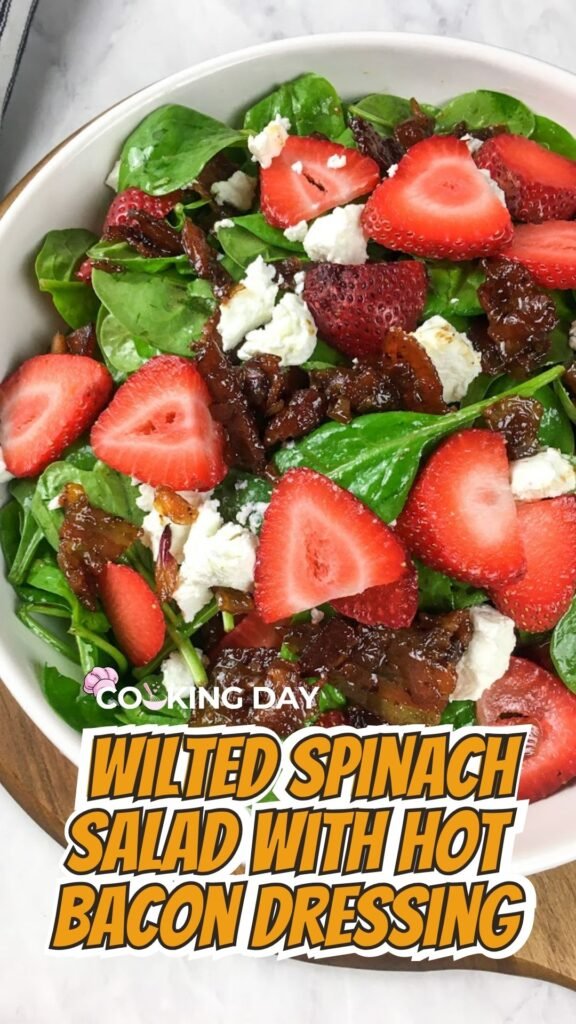 Wilted Spinach Salad with Hot Bacon Dressing, Bold, Warm and Cozy