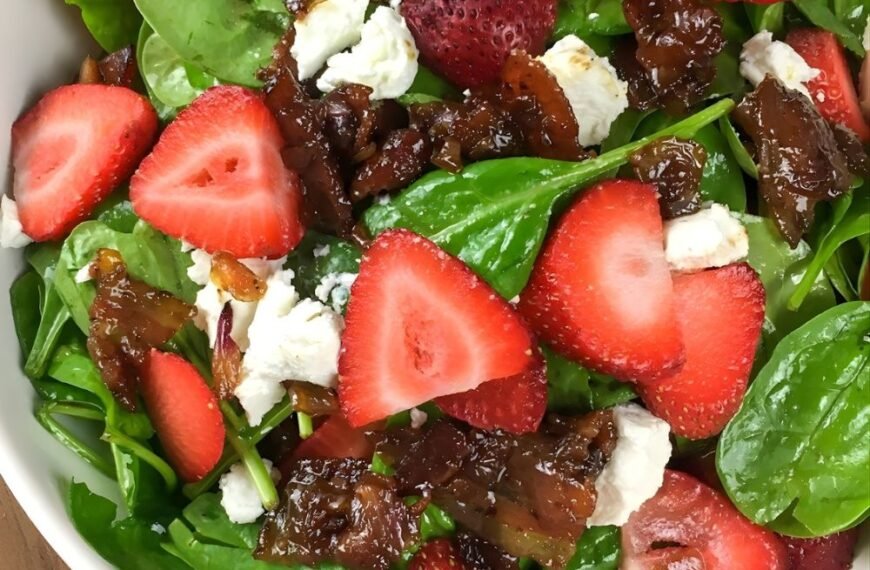 Wilted Spinach Salad with Hot Bacon Dressing, Warm and Savory