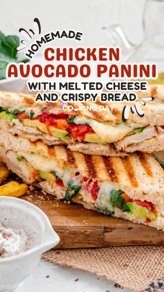 Homemade Chicken Avocado Panini with Melted Cheese and Crispy Bread