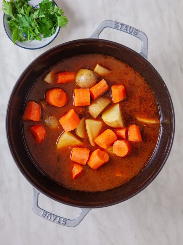 Step 6: Add the Vegetables - Easy Lager Beef Stew Recipe