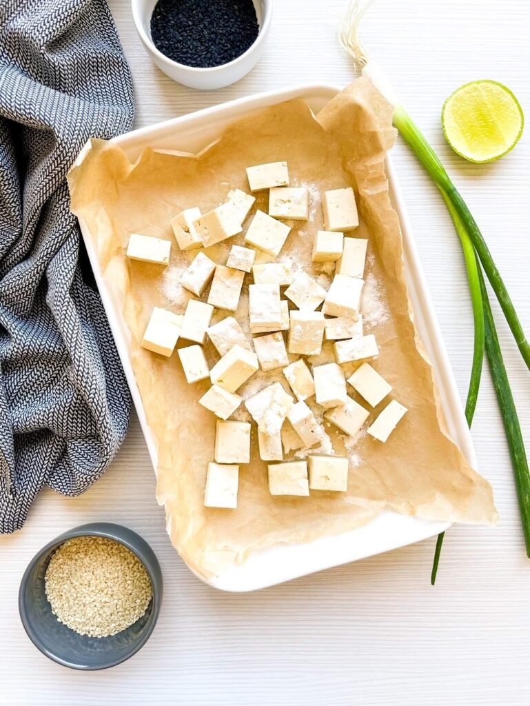 Step 2: Season and Coat - Sesame Tofu Bowl