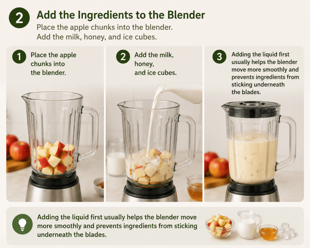 Step 2: Add Ingredients to the Blender - Apple Milk Smoothie
