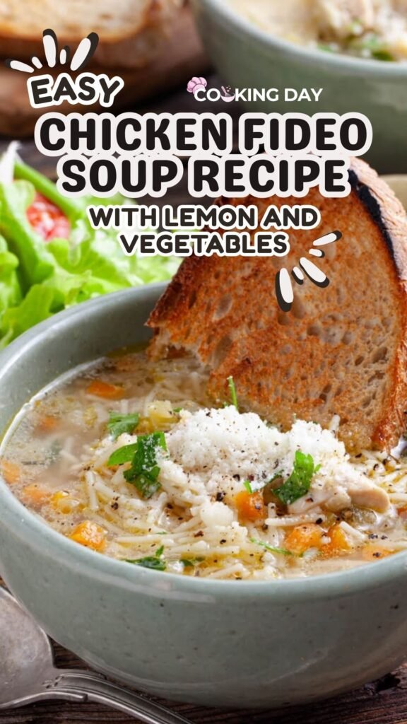 Easy Chicken Fideo Soup Recipe with Lemon and Vegetables