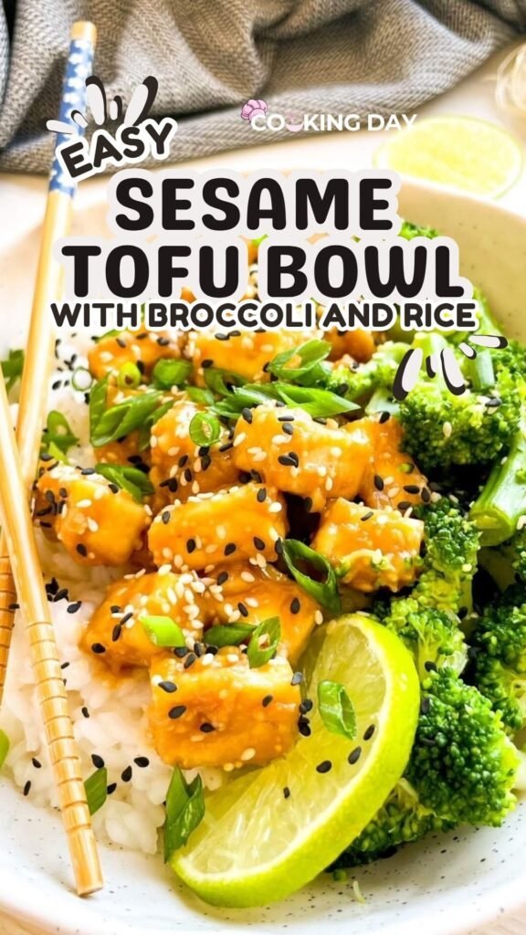 Easy Sesame Tofu Bowl with Broccoli and Rice