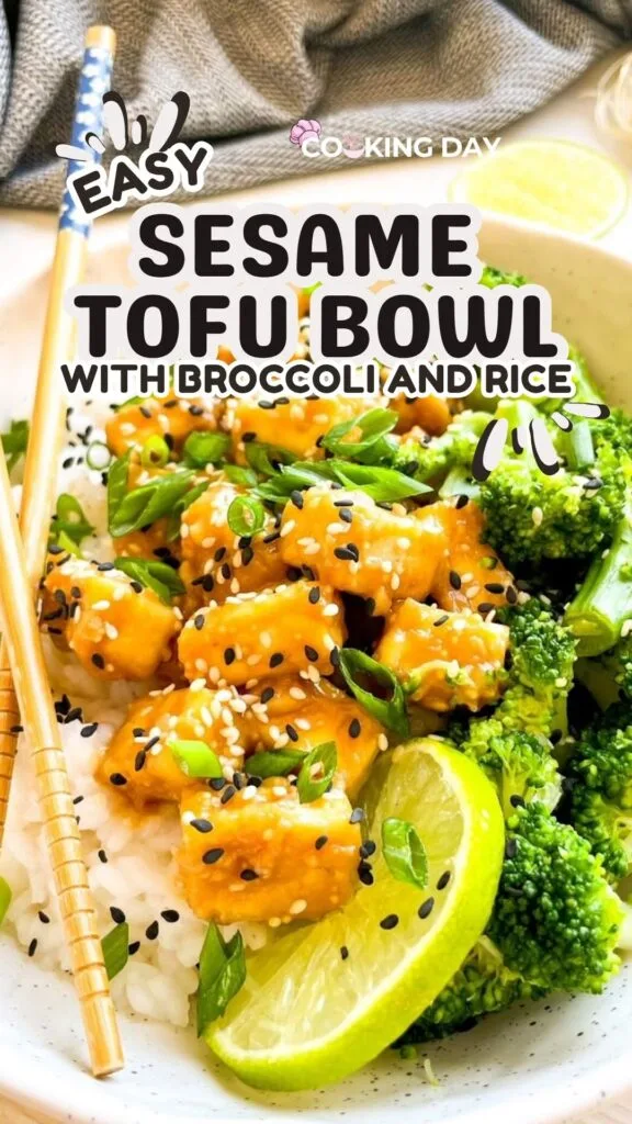 Easy Sesame Tofu Bowl with Broccoli and Rice