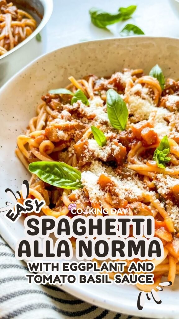Easy Spaghetti Alla Norma with Eggplant and Tomato Basil Sauce