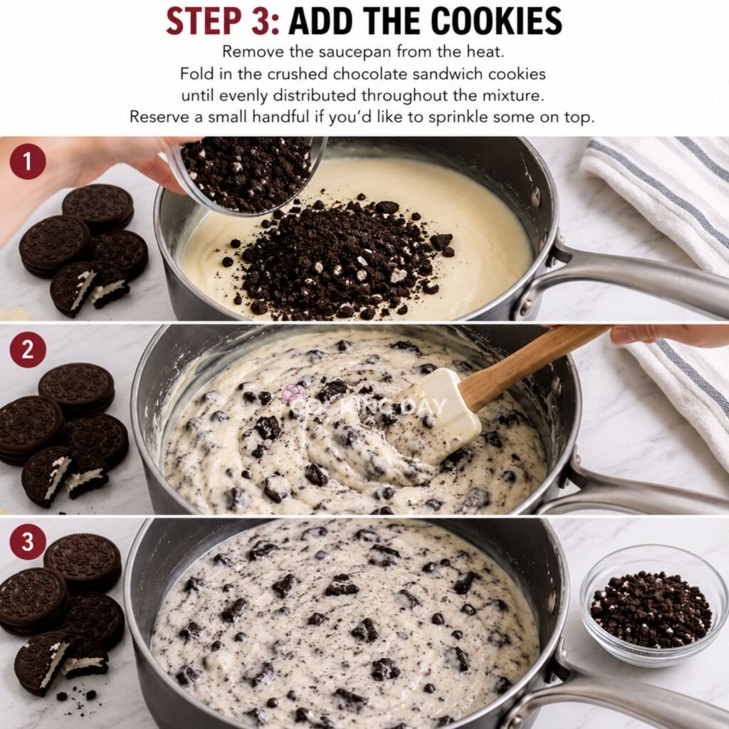 ADD THE COOKIES - COOKIES AND CREAM FUDGE
