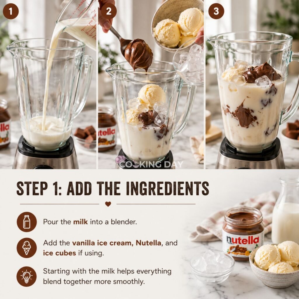 ADD THE INGREDIENTS - NUTELLA MILKSHAKE -1