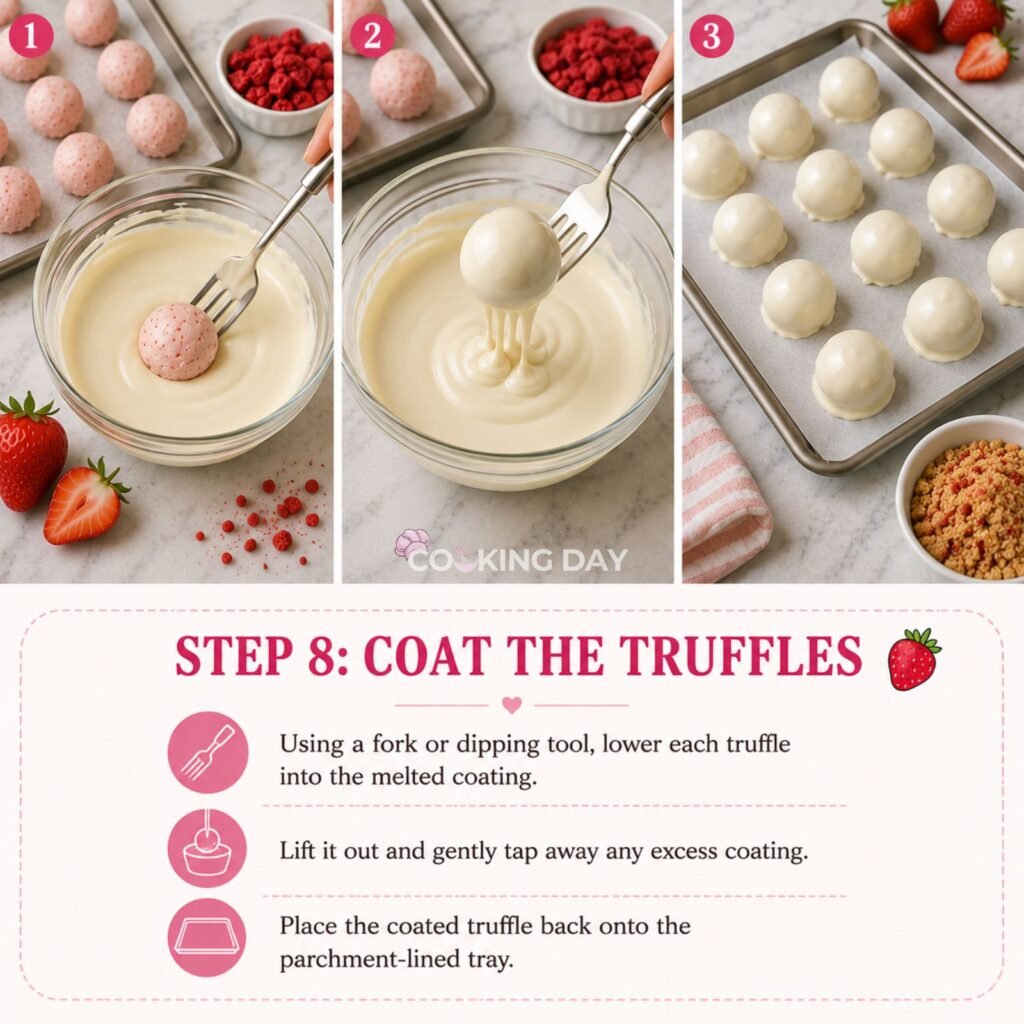 COAT THE TRUFFLES - STRAWBERRY CHEESECAKE TRUFFLES