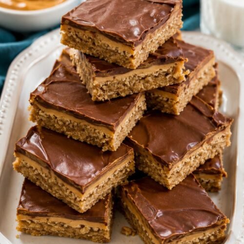 Chewy Peanut Butter Bars with Chocolate Frosting