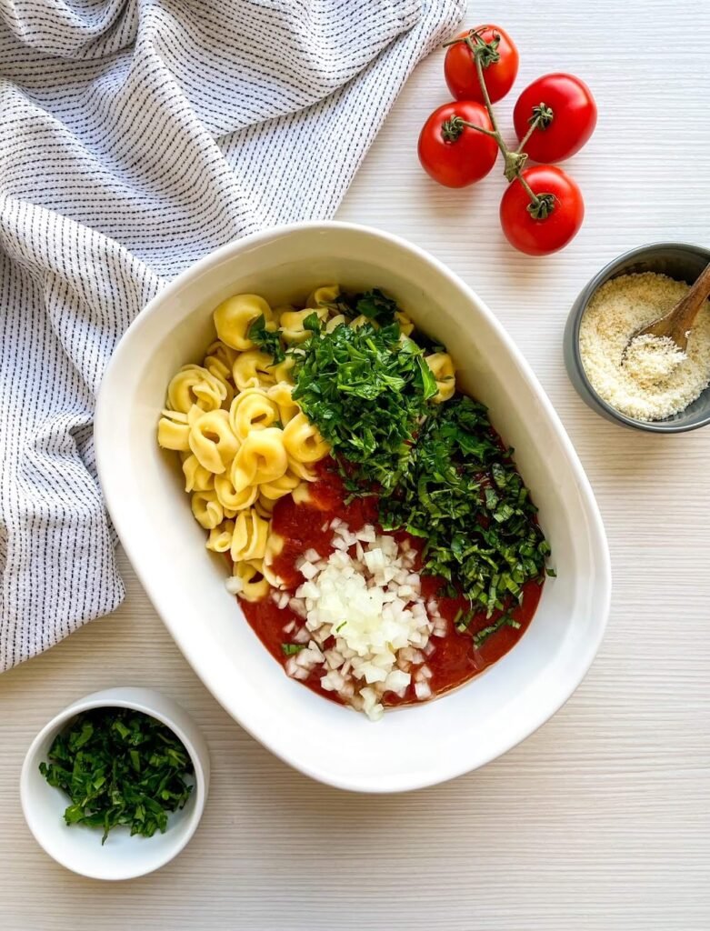  Assemble the Casserole - Cheesy baked tortellini casserole