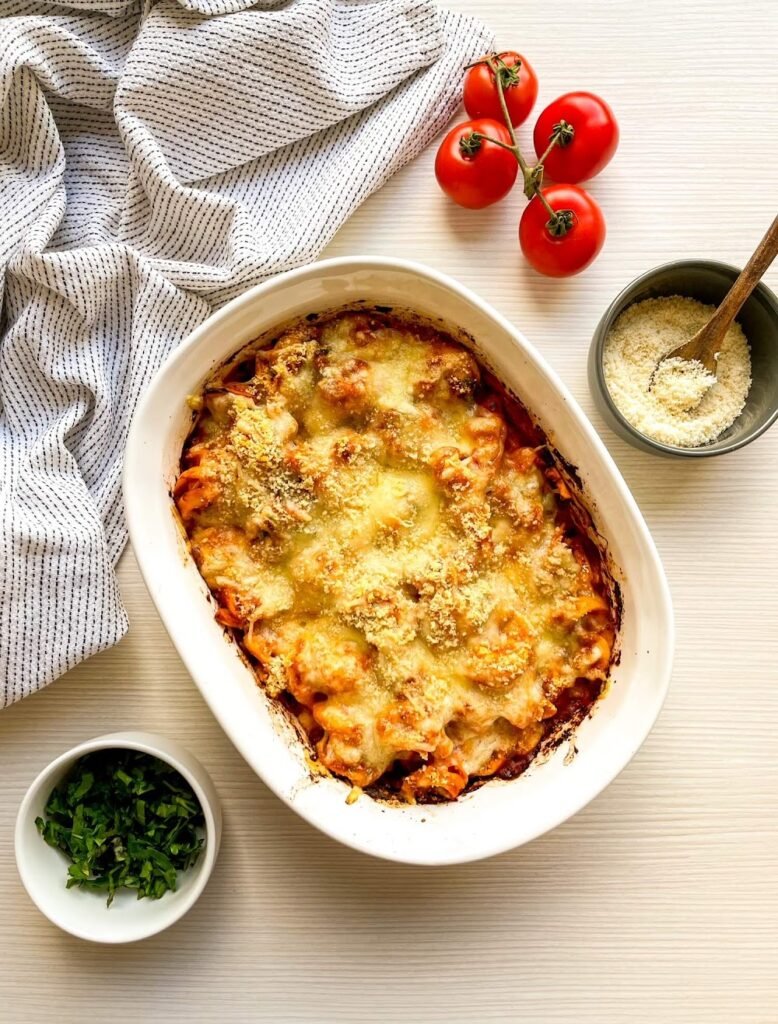 Finish Uncovered - Cheesy baked tortellini casserole