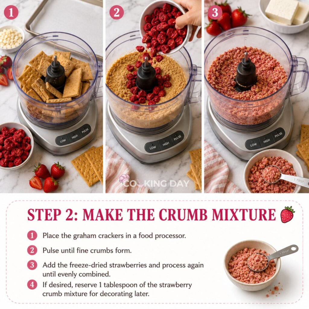 MAKE THE CRUMB MIXTURE - STRAWBERRY CHEESECAKE TRUFFLES