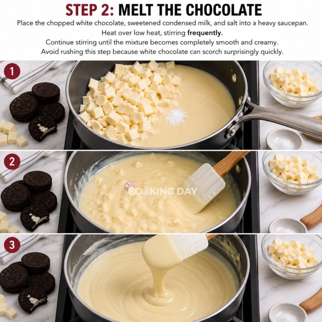 MELT THE CHOCOLATE - COOKIES AND CREAM FUDGE