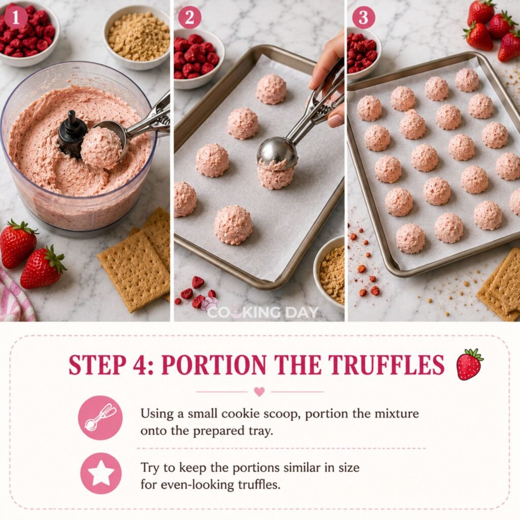 PORTION THE TRUFFLES - STRAWBERRY CHEESECAKE TRUFFLES