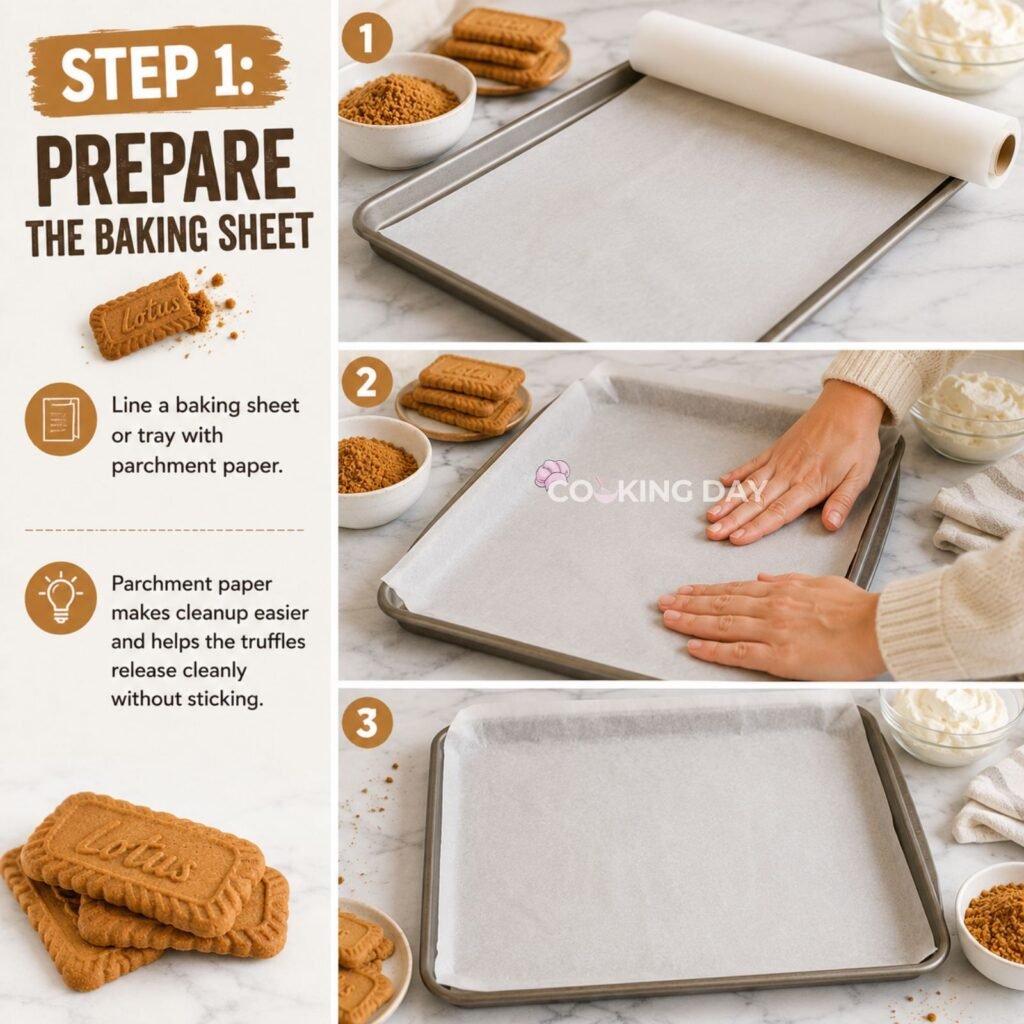 PREPARE THE BAKING SHEET - BISCOFF TRUFFLES WITH WHITE CHOCOLATE COATING