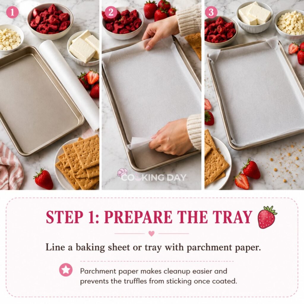PREPARE THE TRAY - STRAWBERRY CHEESECAKE TRUFFLES 